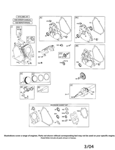 Cylinder Assembly/Engine Gasket Set Diagram and Parts List for 120312-0301-E1  Briggs and Stratton Engine